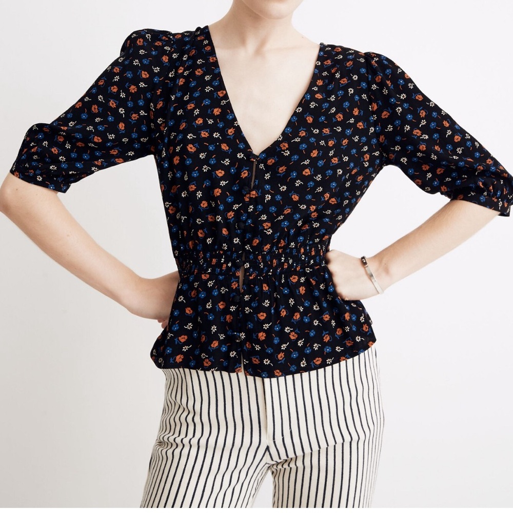 Madewell Petite Smocked-Waist Top | 0P